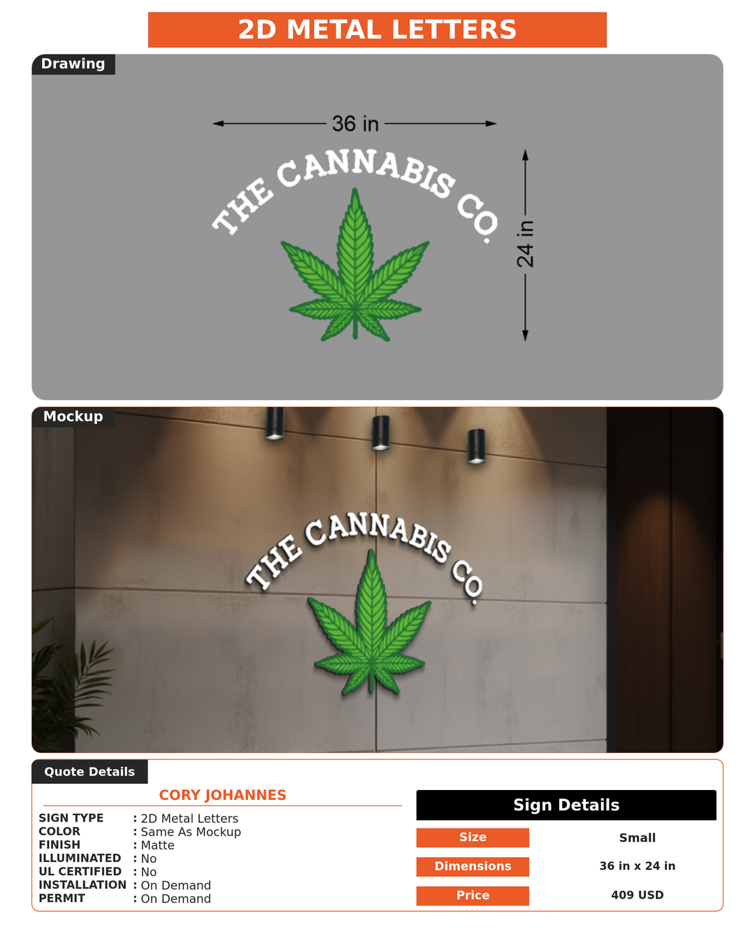 CUSTOM MOCKUP SIGN FOR Cory Johannes