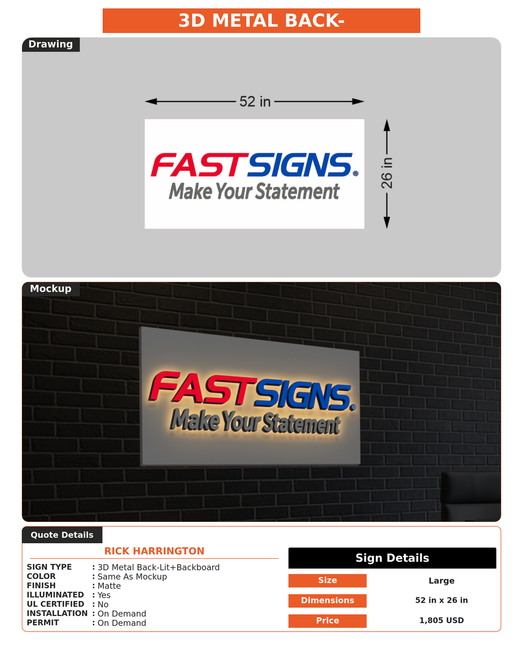 CUSTOM MOCKUP SIGN FOR Rick Harrington