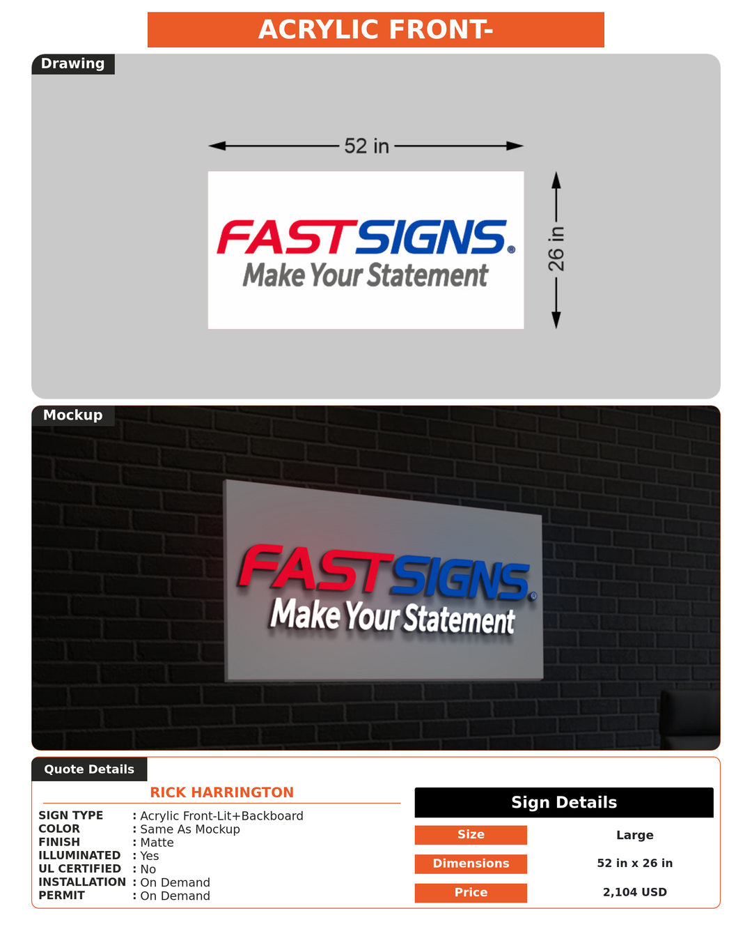 CUSTOM MOCKUP SIGN FOR Rick Harrington