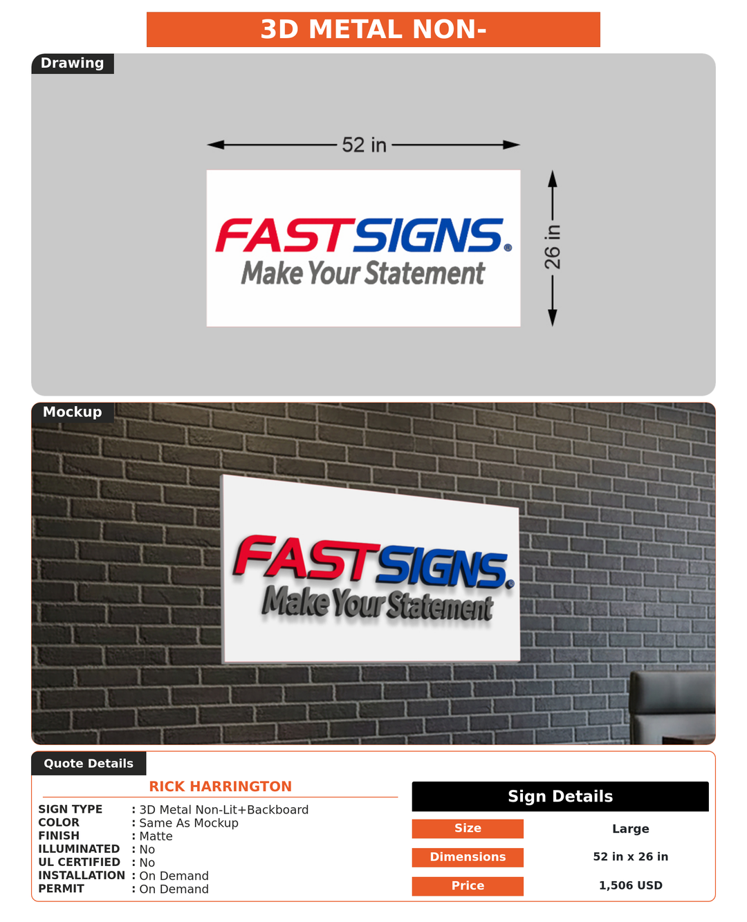CUSTOM MOCKUP SIGN FOR Rick Harrington