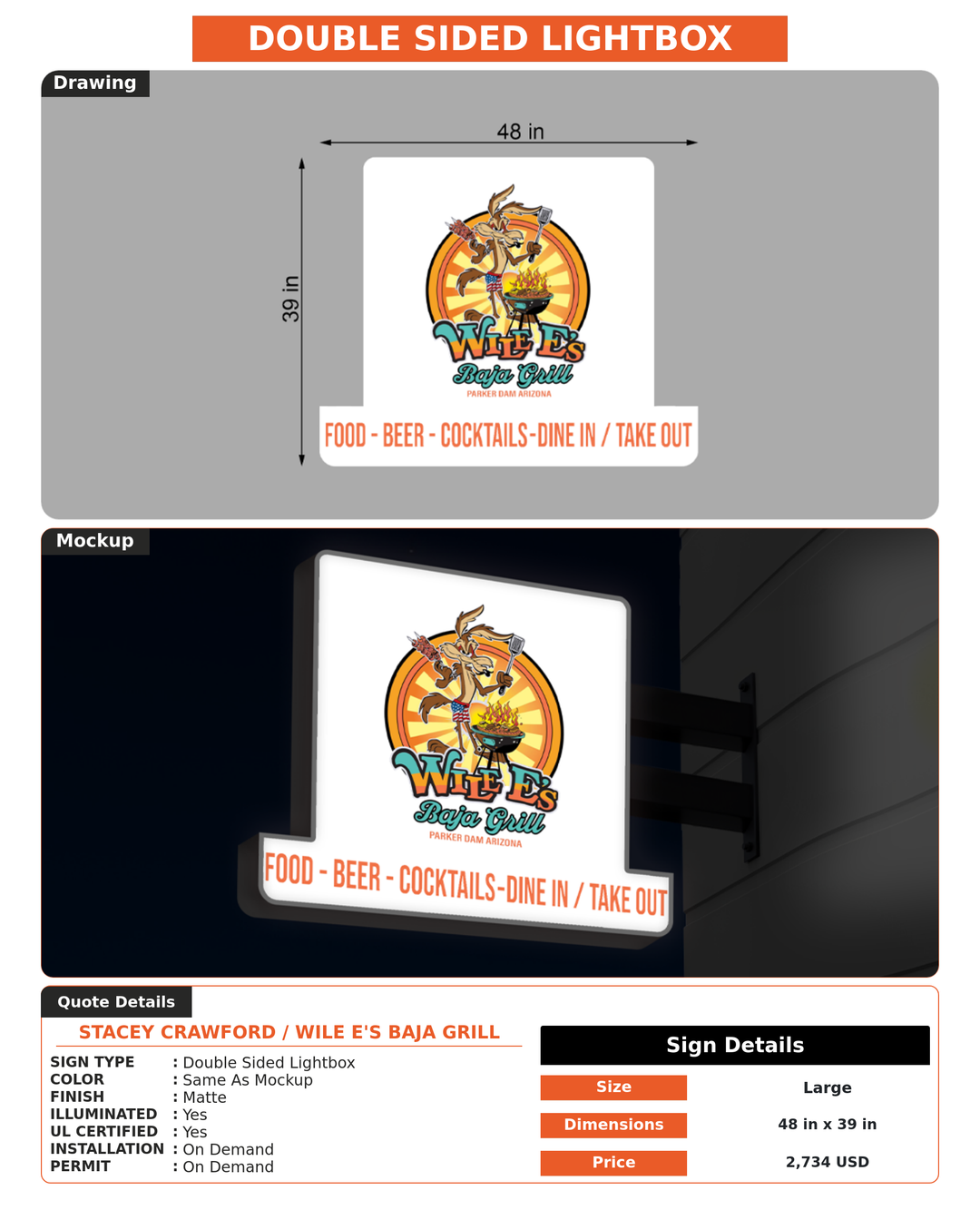CUSTOM MOCKUP SIGN FOR Stacey Crawford / Wile E&