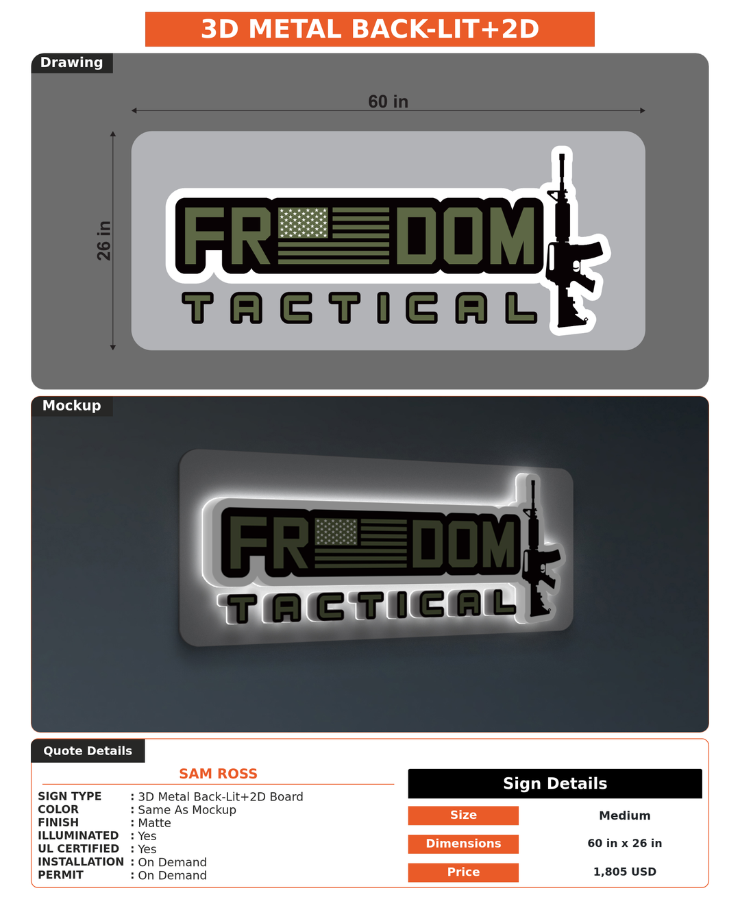 CUSTOM MOCKUP SIGN FOR Sam Ross