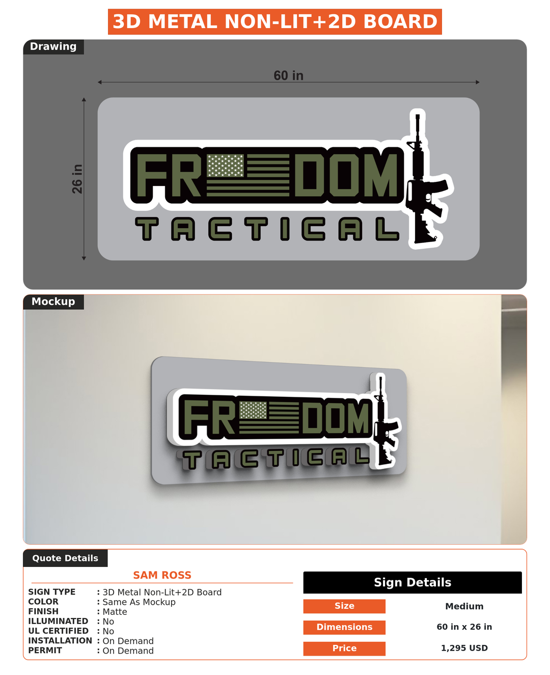 CUSTOM MOCKUP SIGN FOR Sam Ross