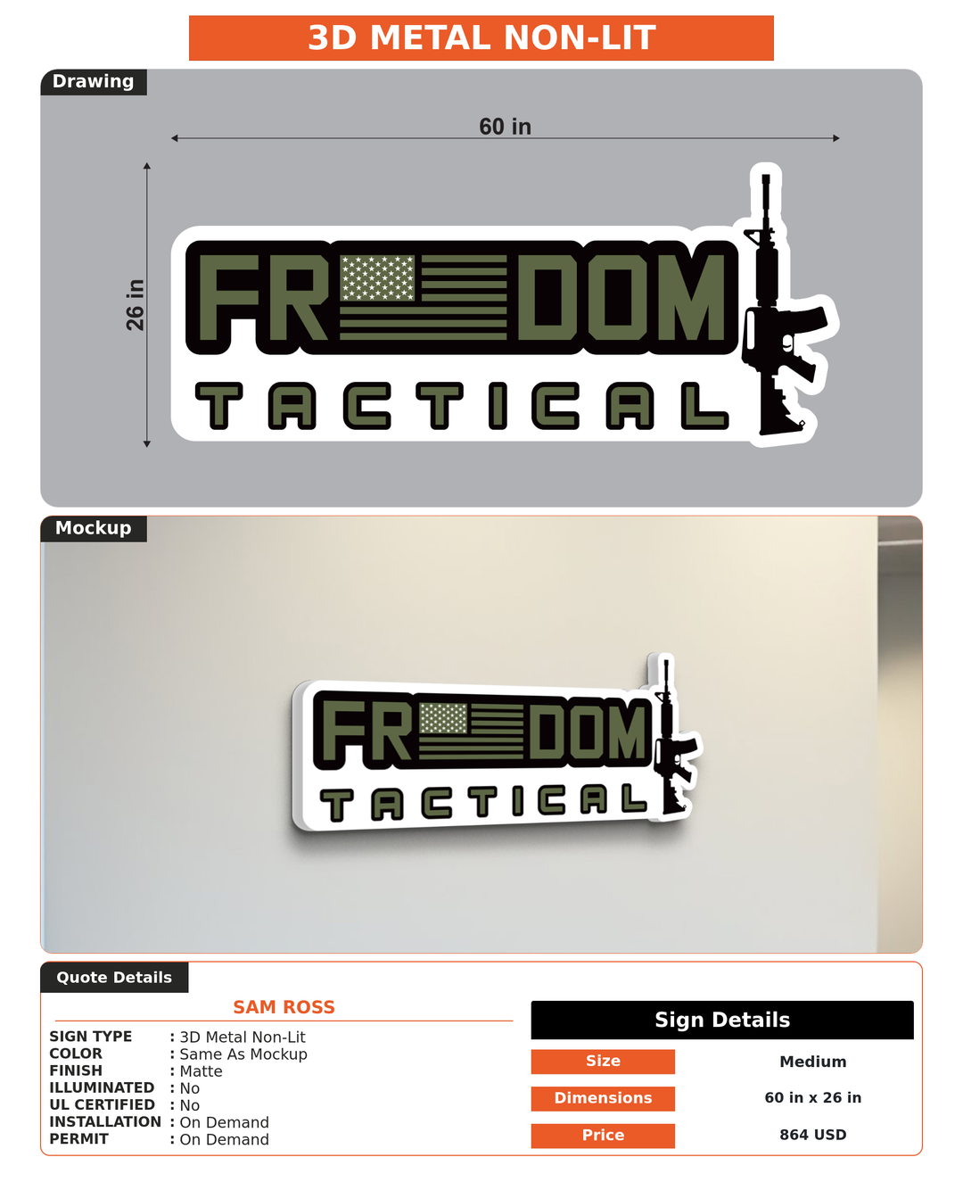CUSTOM MOCKUP SIGN FOR Sam Ross