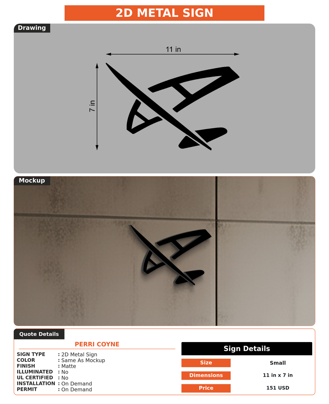CUSTOM MOCKUP SIGN FOR Perri Coyne