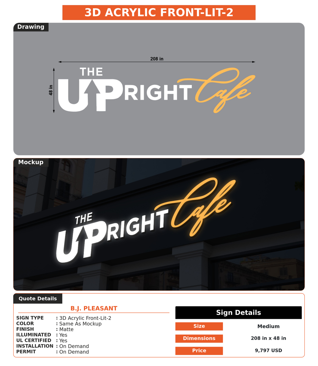 CUSTOM MOCKUP SIGN FOR B.J. Pleasant