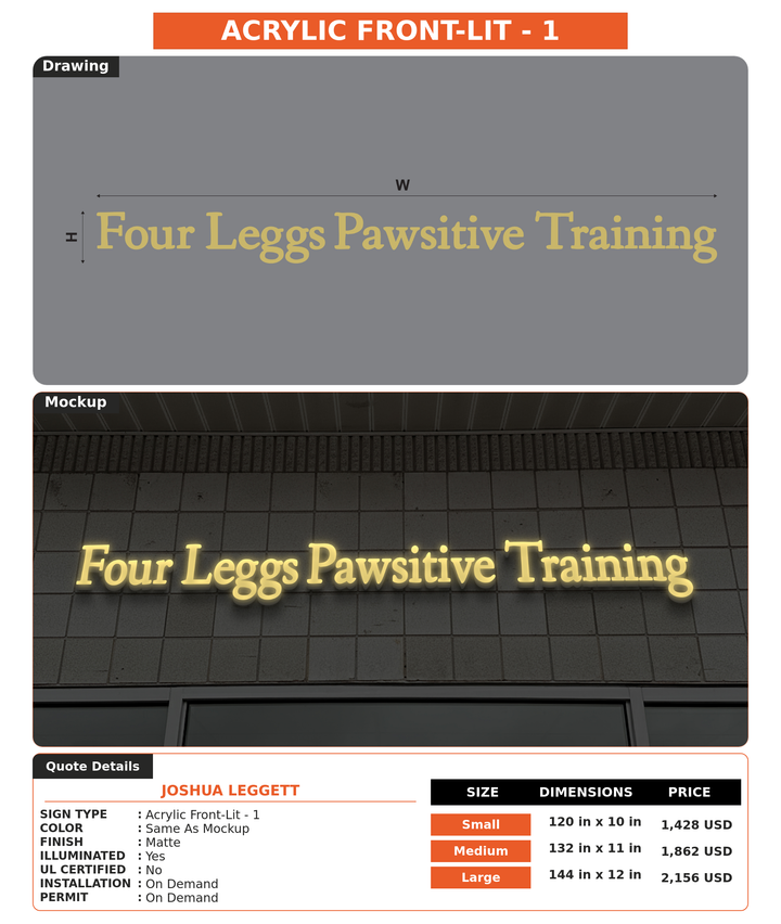 CUSTOM MOCKUP SIGN FOR Joshua Leggett