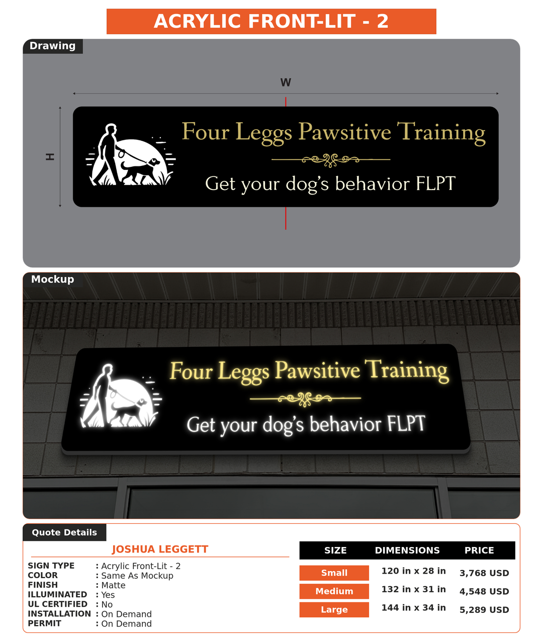 CUSTOM MOCKUP SIGN FOR Joshua Leggett