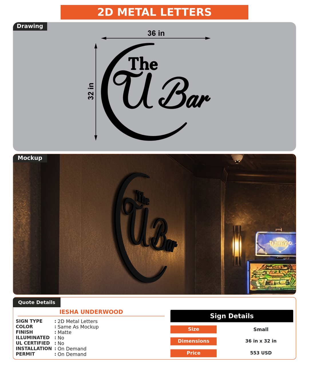 CUSTOM MOCKUP SIGN FOR Iesha Underwood