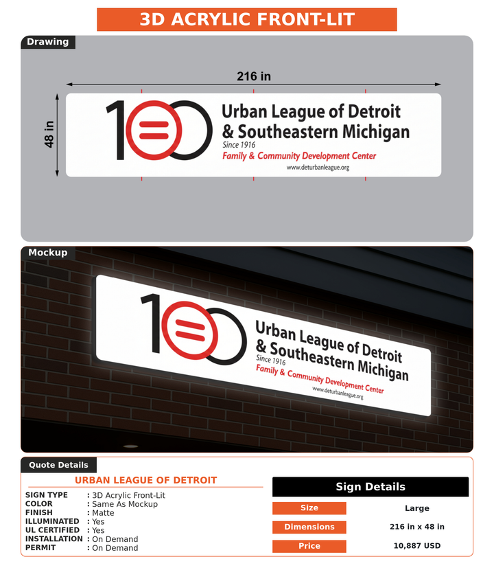 CUSTOM MOCKUP SIGN FOR Urban league of Detroit