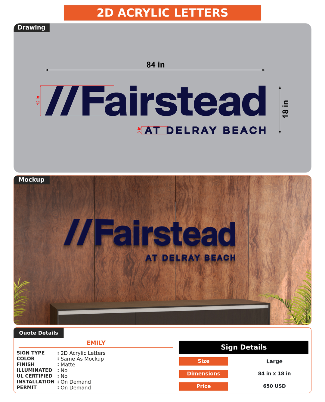 CUSTOM MOCKUP SIGN FOR Emily