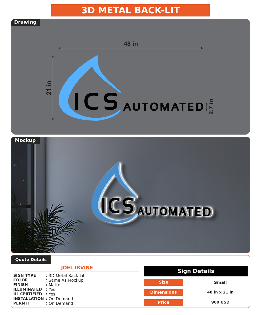 CUSTOM MOCKUP SIGN FOR Joel Irvine