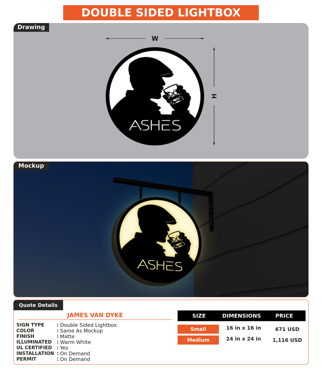 CUSTOM MOCKUP SIGN FOR James Van Dyke