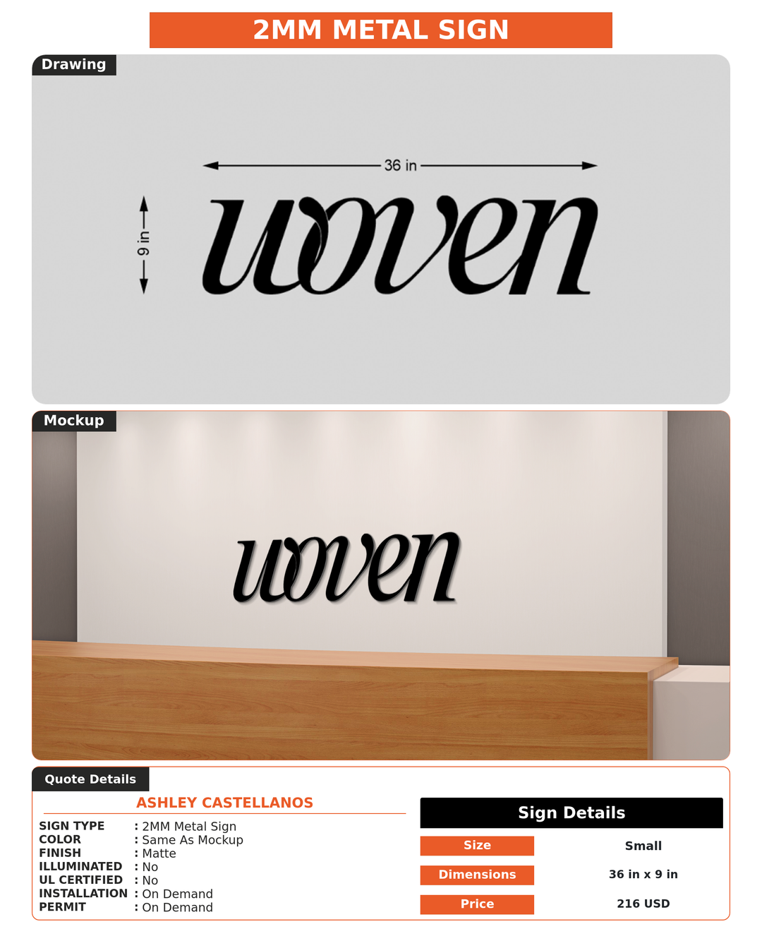 CUSTOM MOCKUP SIGN FOR Ashley Castellanos