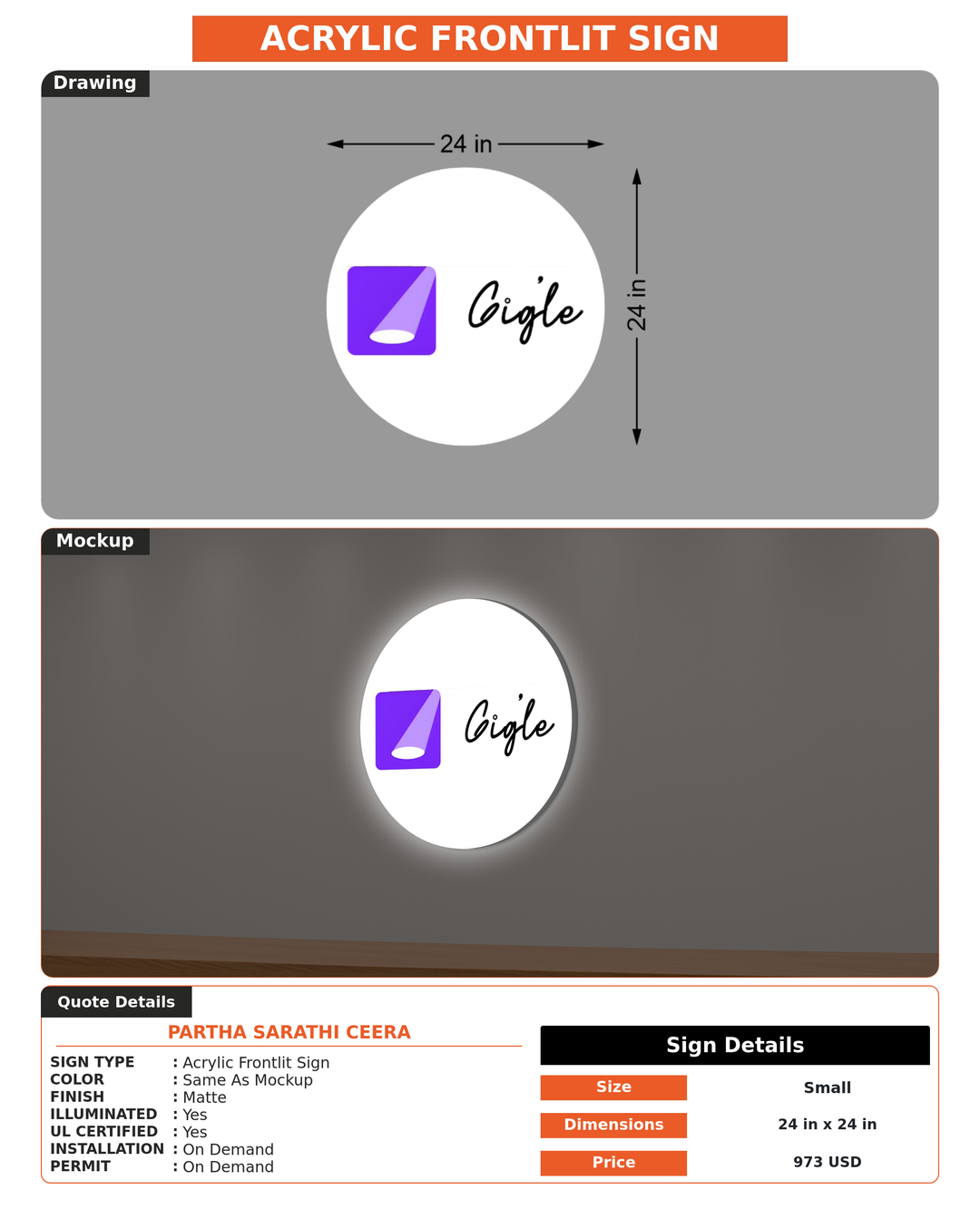 CUSTOM MOCKUP SIGN FOR Partha Sarathi Ceera