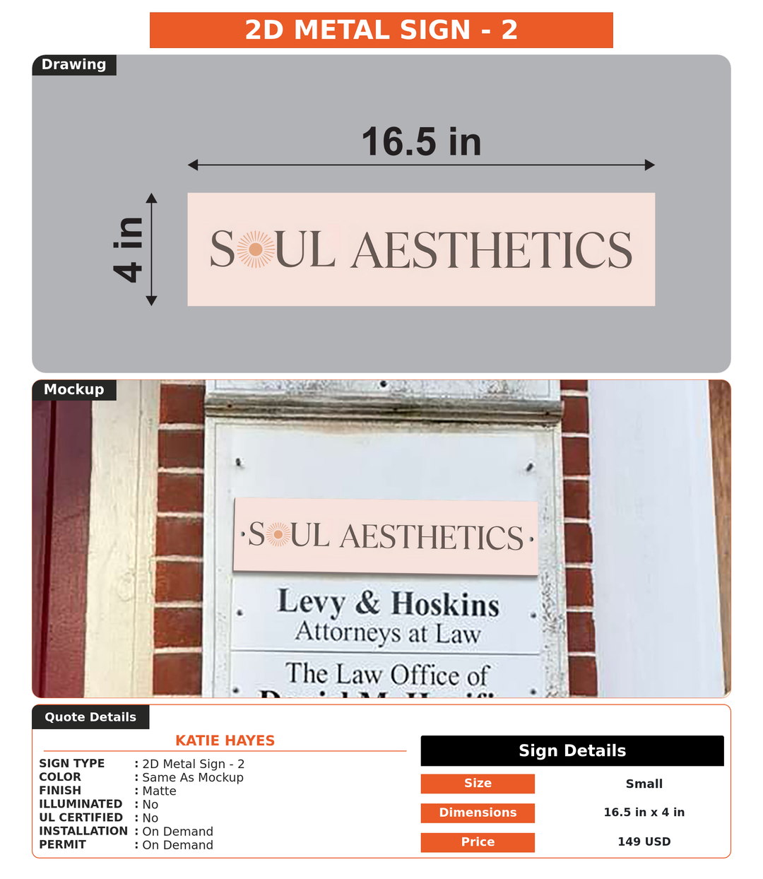 CUSTOM MOCKUP SIGN FOR Katie Hayes