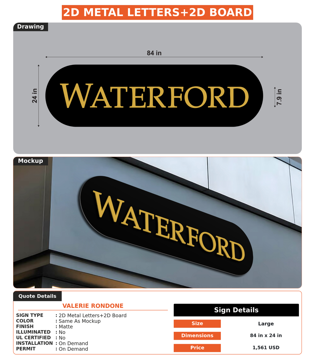 CUSTOM MOCKUP SIGN FOR Valerie Rondone