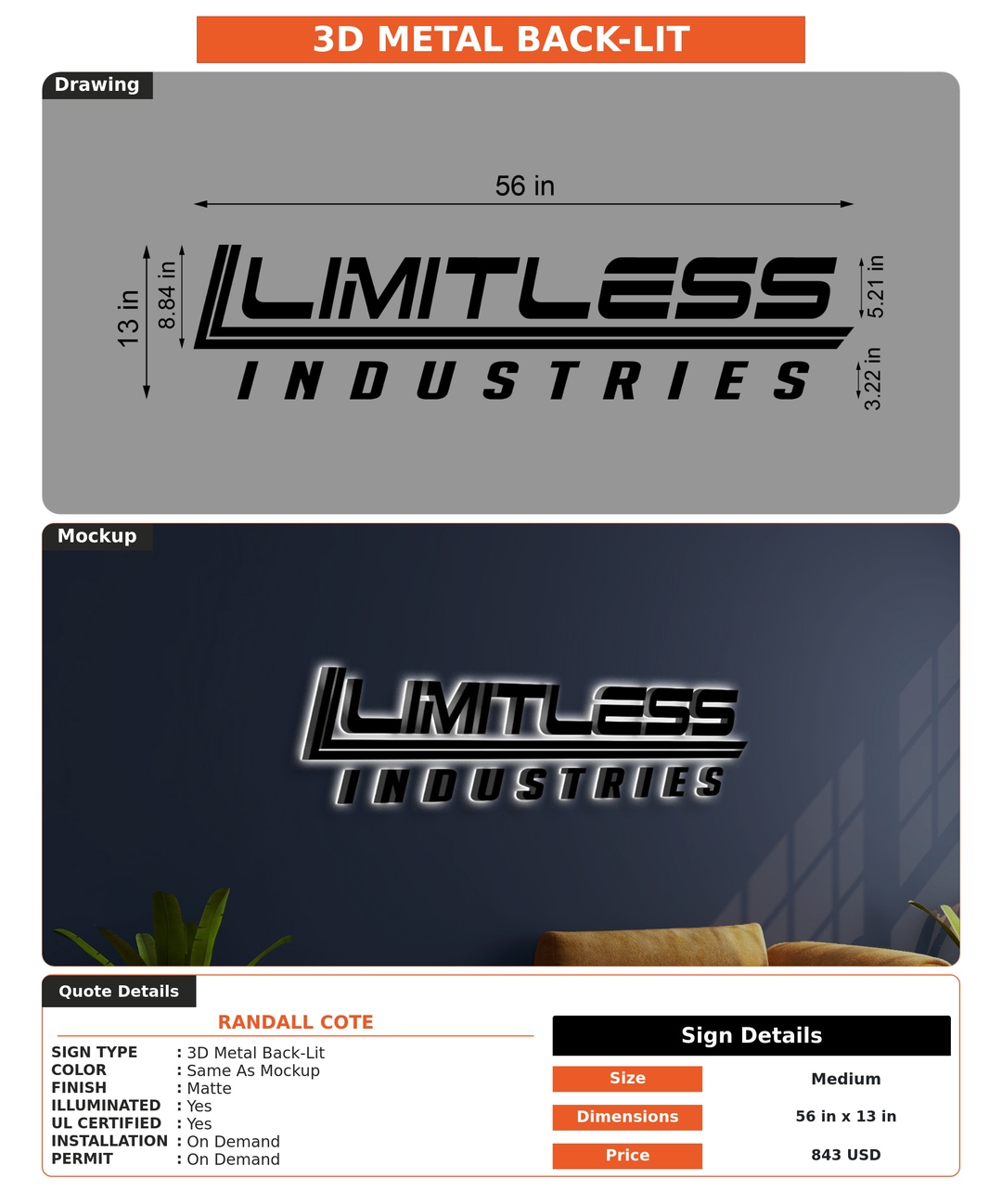 CUSTOM MOCKUP SIGN FOR Randall Cote