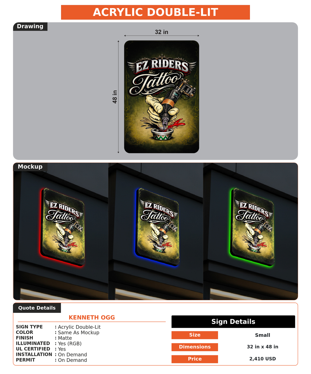 CUSTOM MOCKUP SIGN FOR Kenneth Ogg