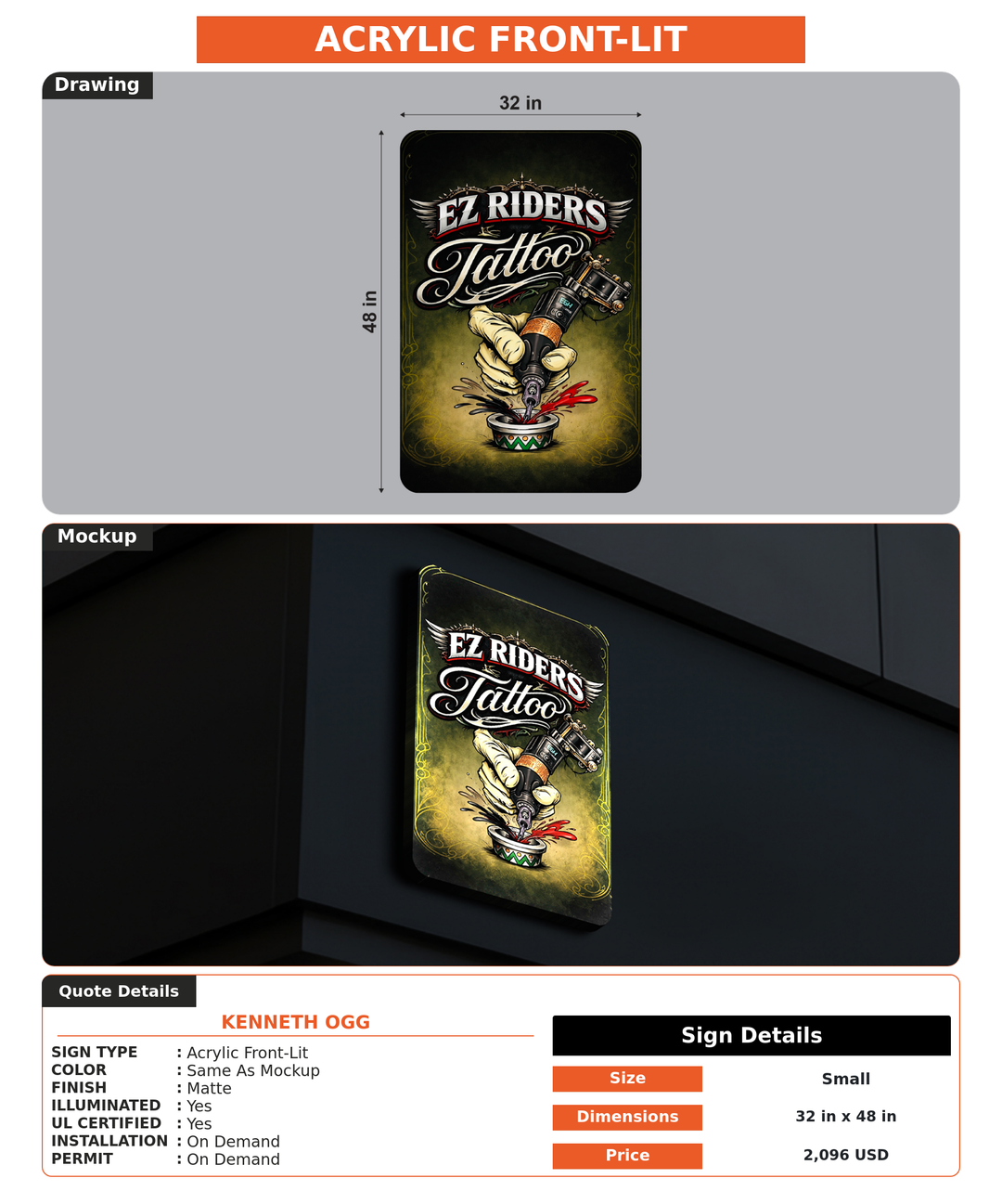 CUSTOM MOCKUP SIGN FOR Kenneth Ogg