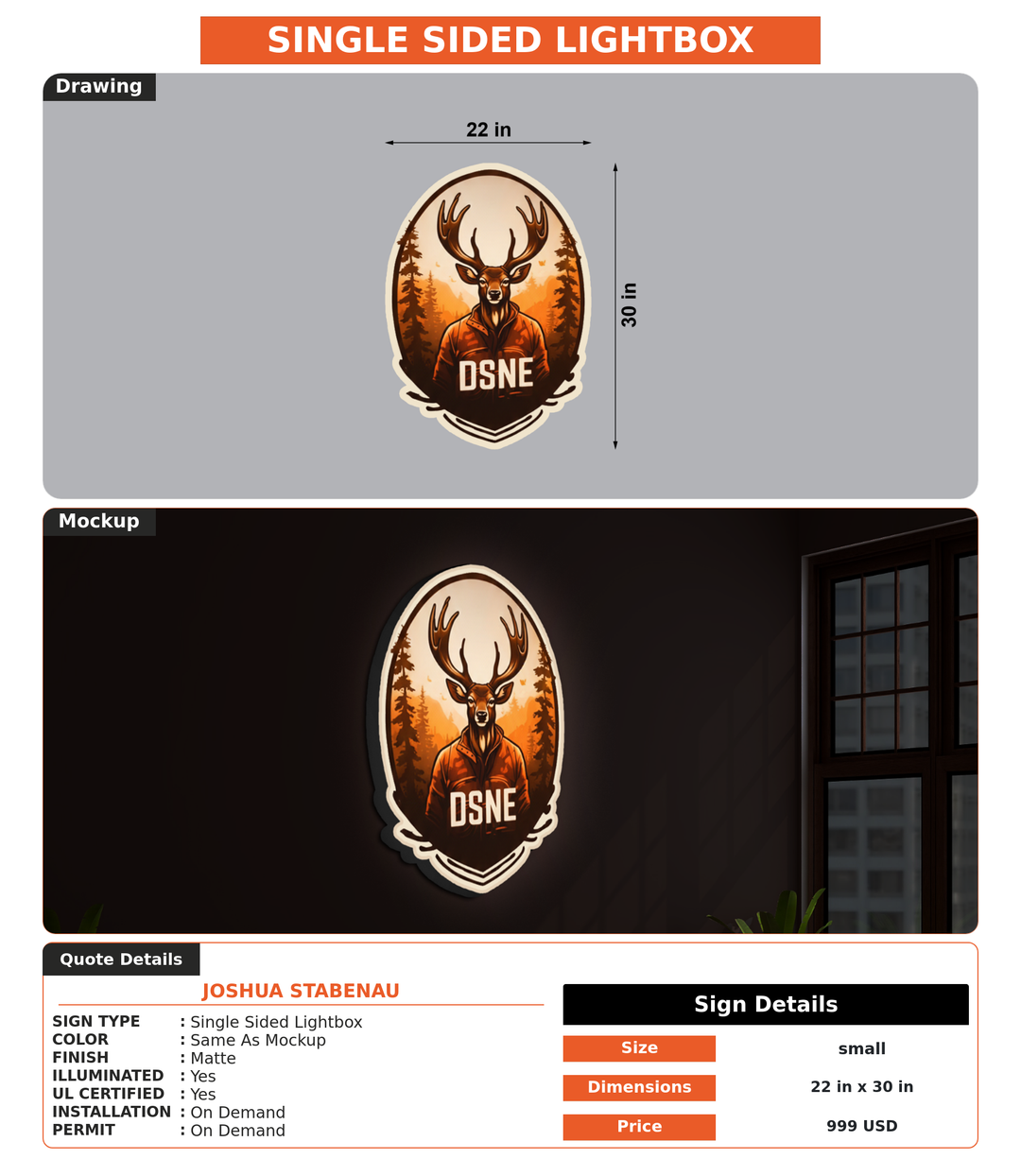 CUSTOM MOCKUP SIGN FOR Joshua Stabenau