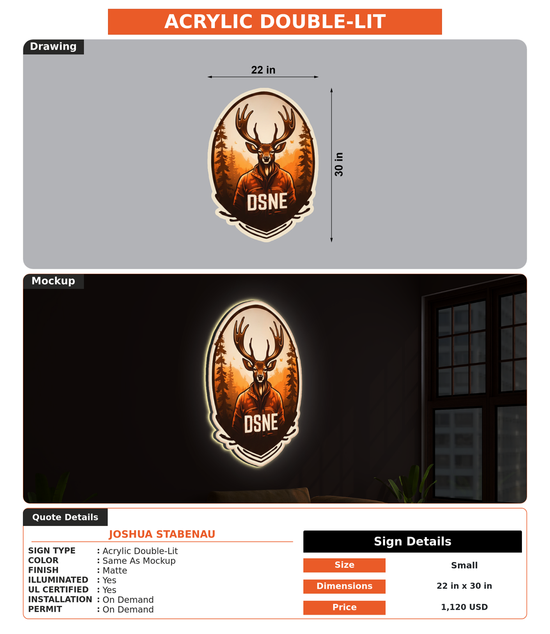 CUSTOM MOCKUP SIGN FOR Joshua Stabenau