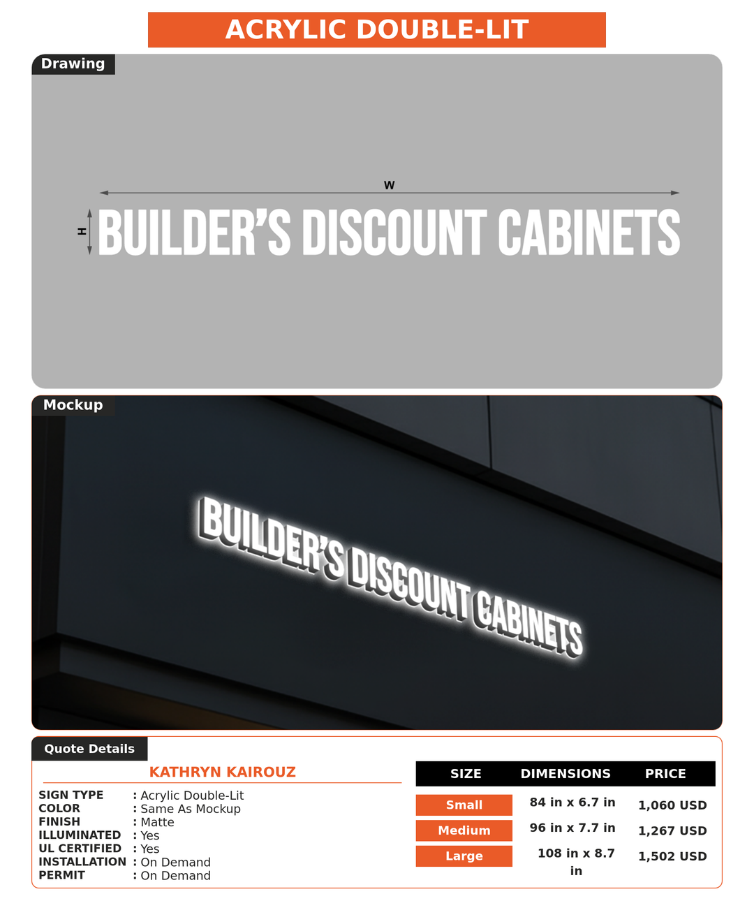 CUSTOM MOCKUP SIGN FOR Kathryn Kairouz