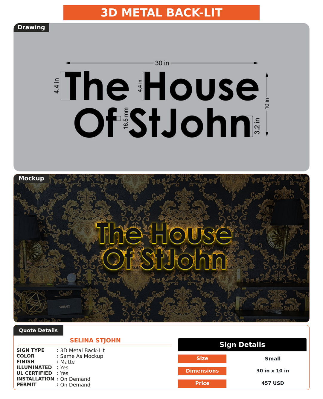 CUSTOM MOCKUP SIGN FOR Selina StJohn