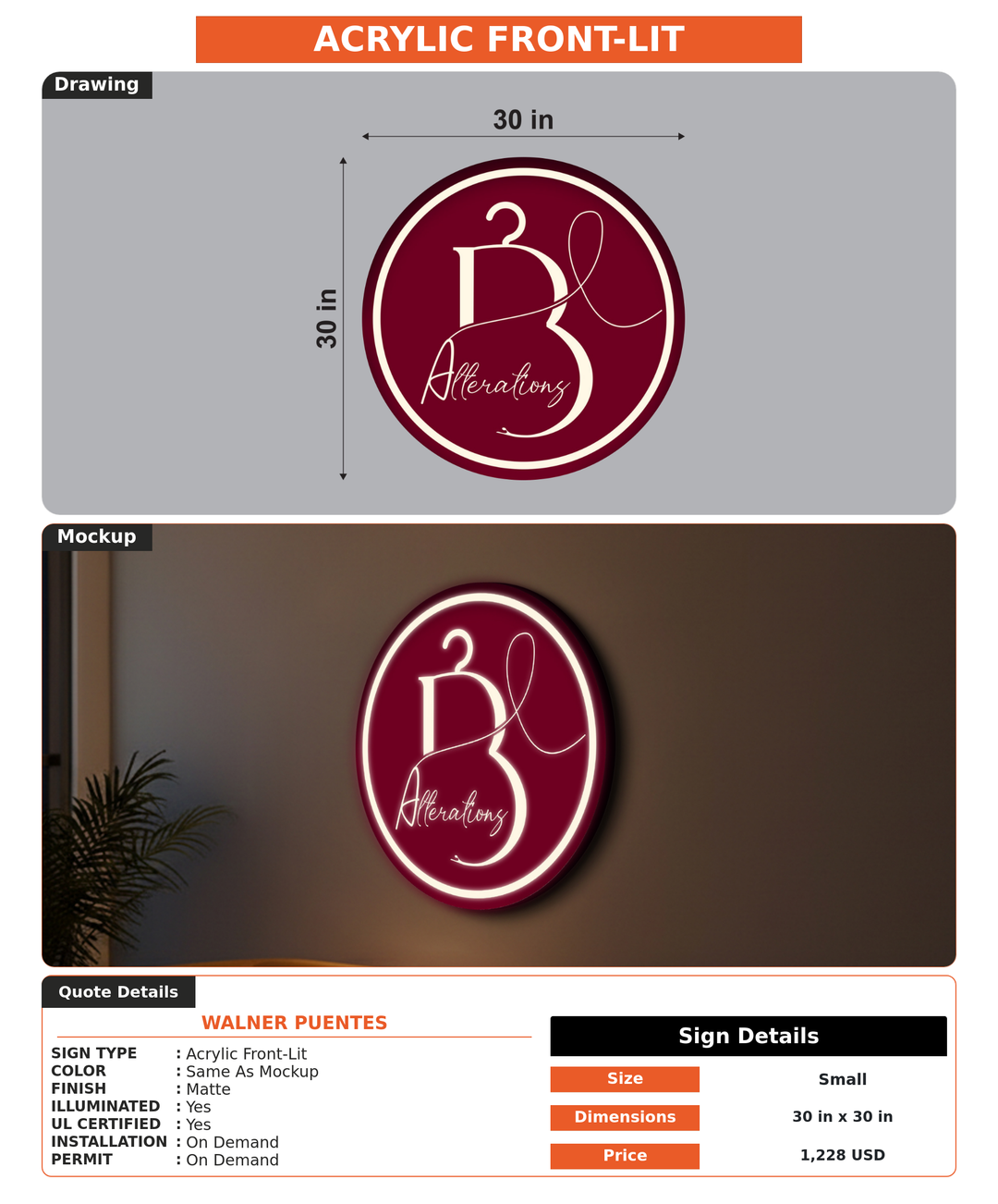 CUSTOM MOCKUP SIGN FOR walner puentes