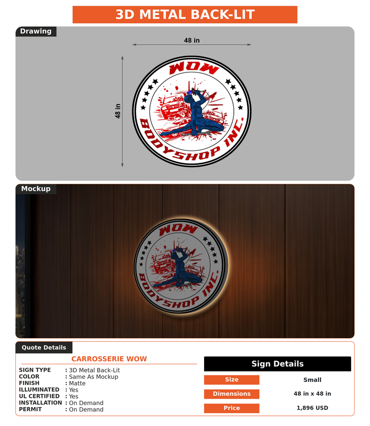 CUSTOM MOCKUP SIGN FOR carrosserie wow