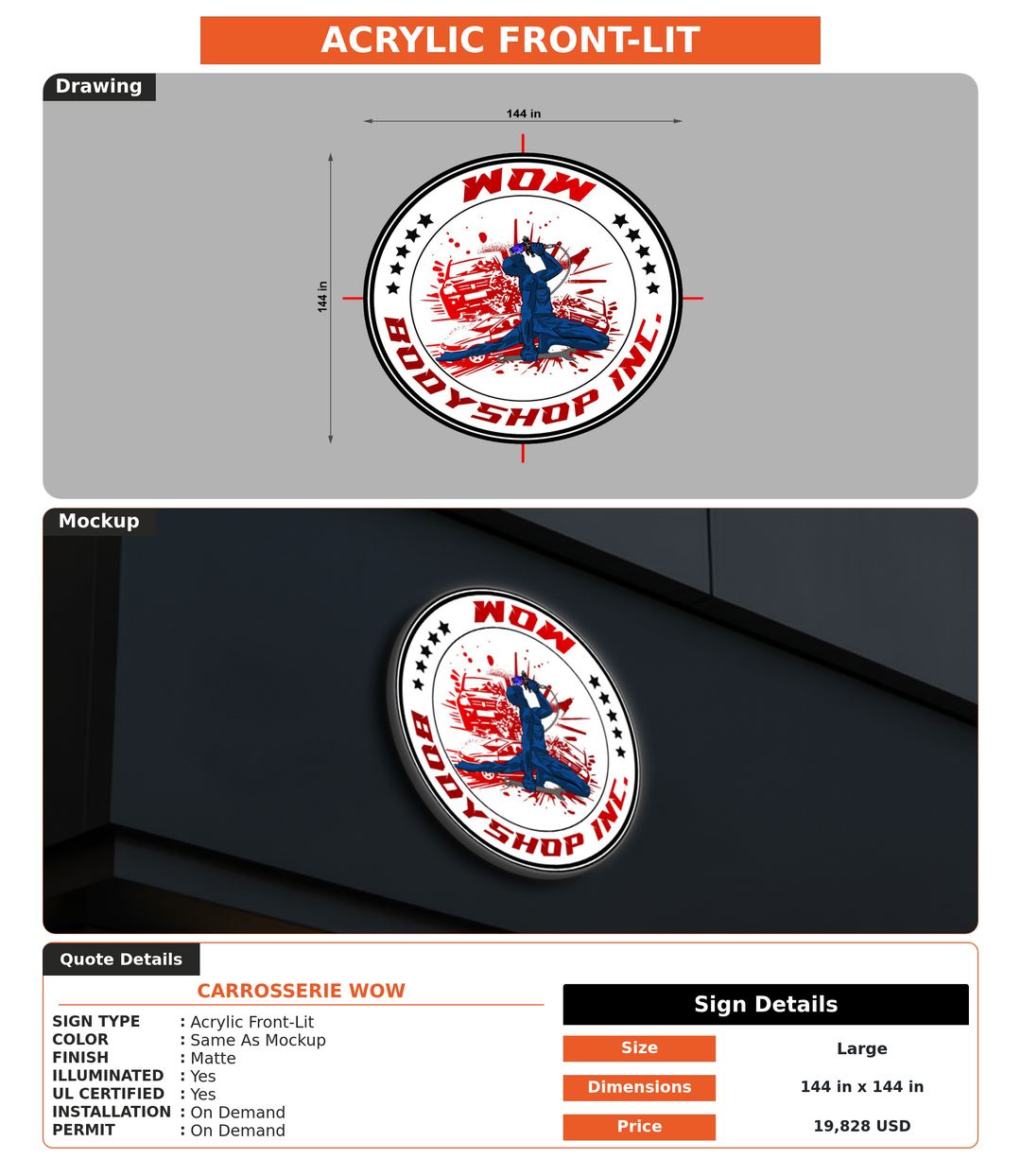 CUSTOM MOCKUP SIGN FOR carrosserie wow