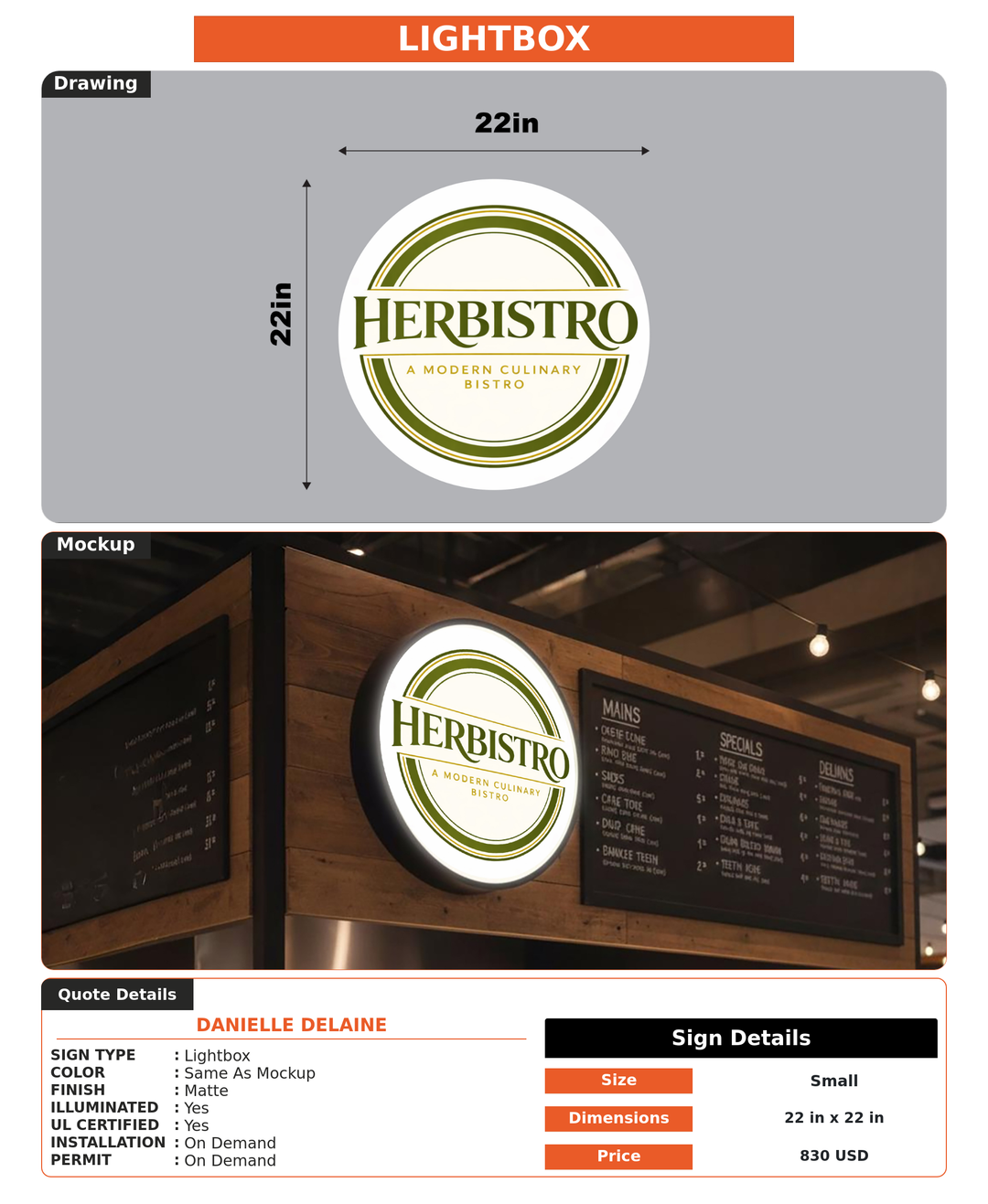 CUSTOM MOCKUP SIGN FOR Danielle DeLaine