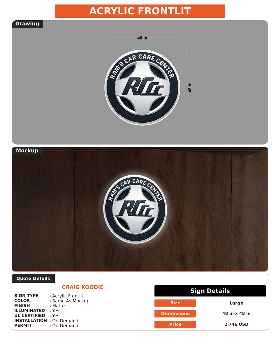 CUSTOM MOCKUP SIGN FOR CRAIG KOODIE