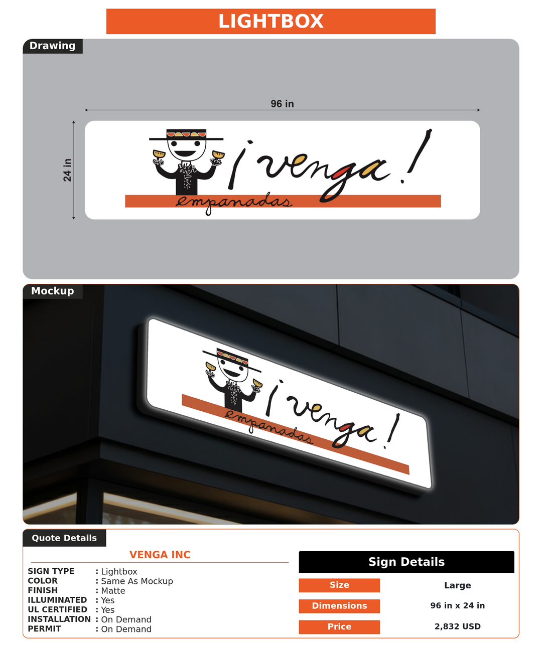 CUSTOM MOCKUP SIGN FOR venga inc