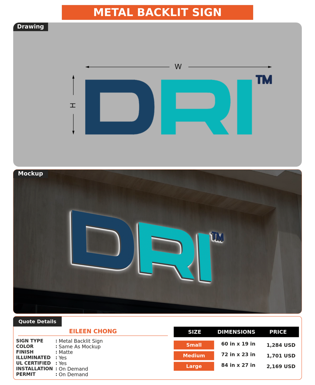 CUSTOM MOCKUP SIGN FOR Eileen Chong
