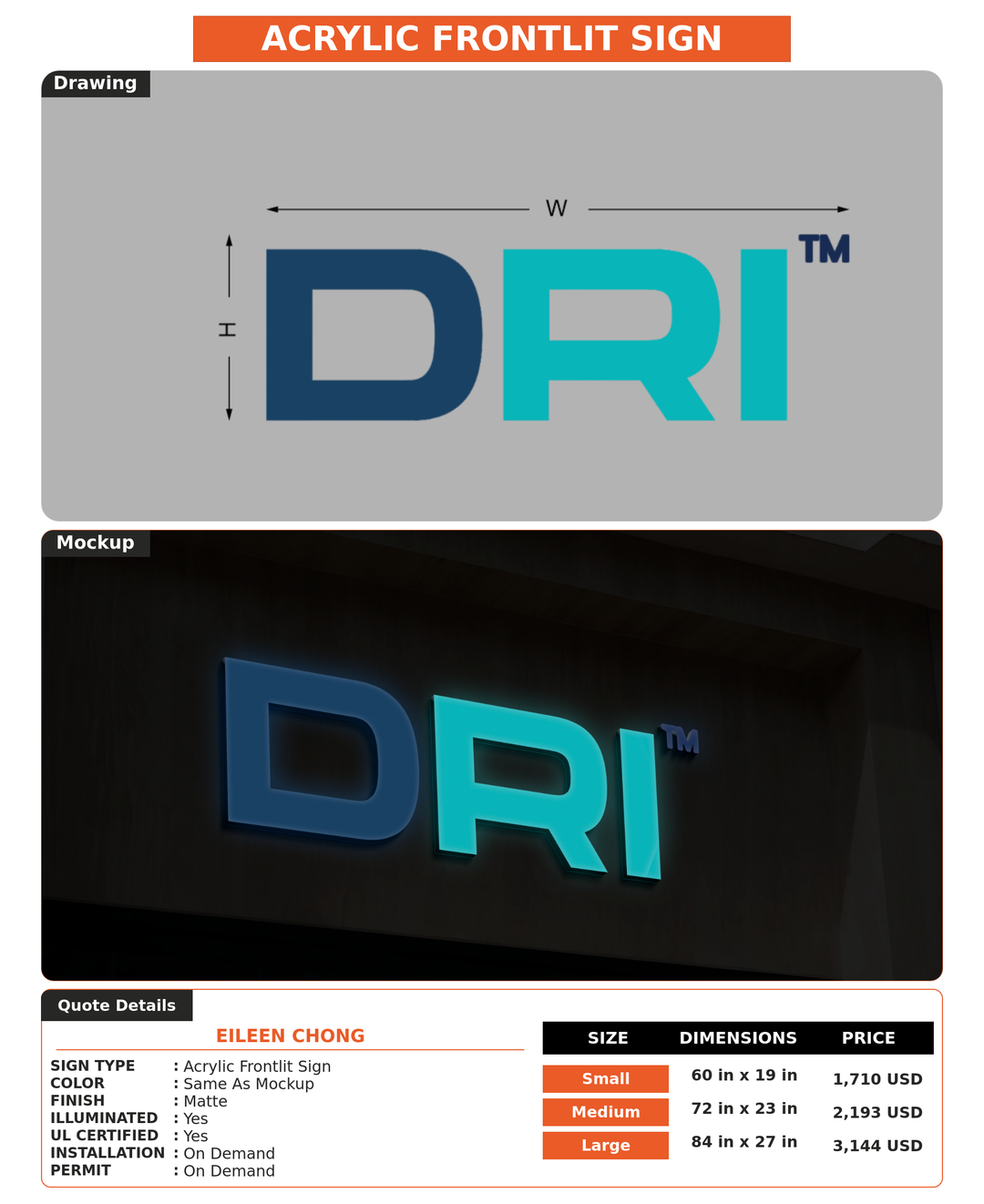 CUSTOM MOCKUP SIGN FOR Eileen Chong