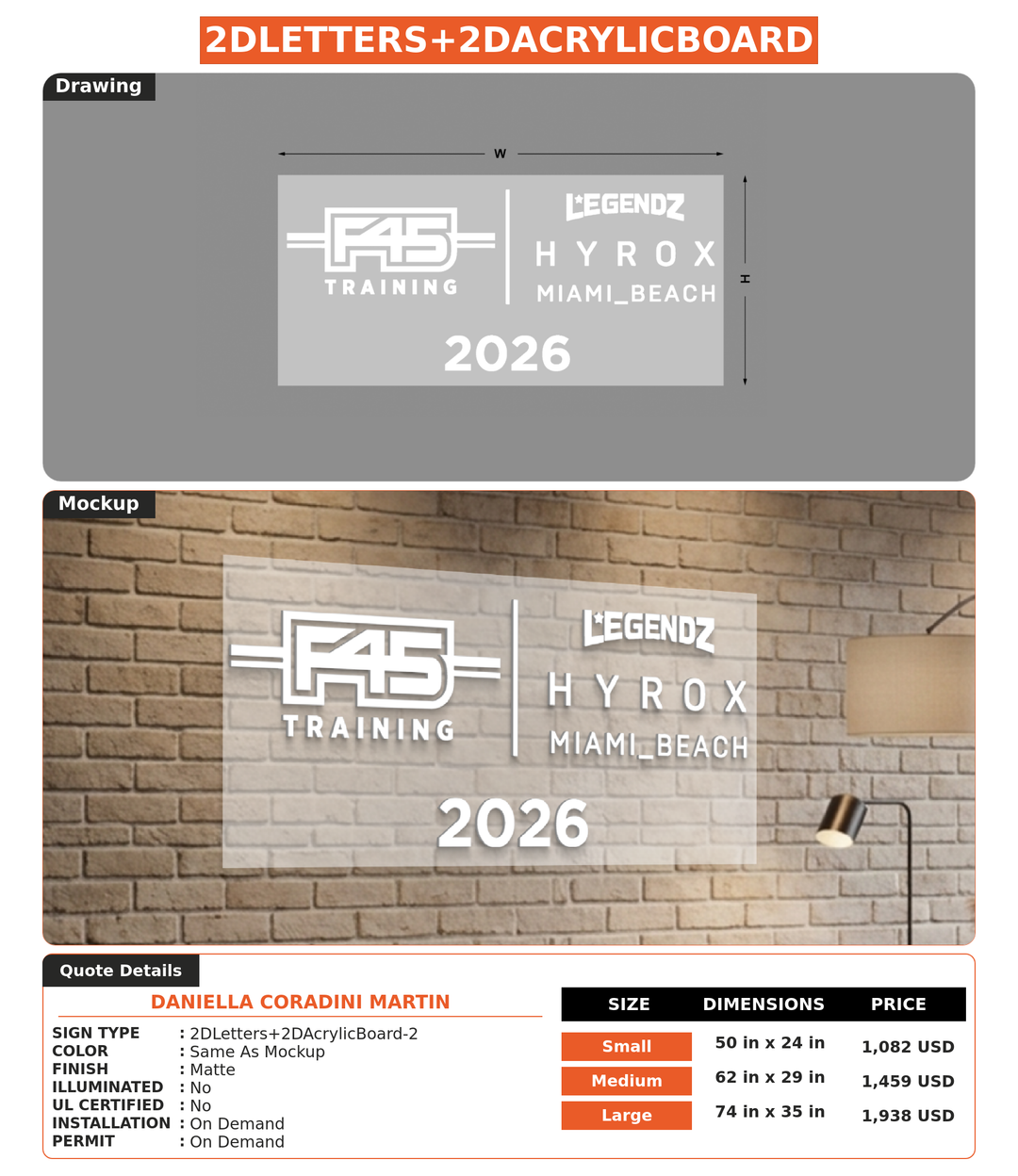 CUSTOM MOCKUP SIGN FOR Daniella Coradini Martin