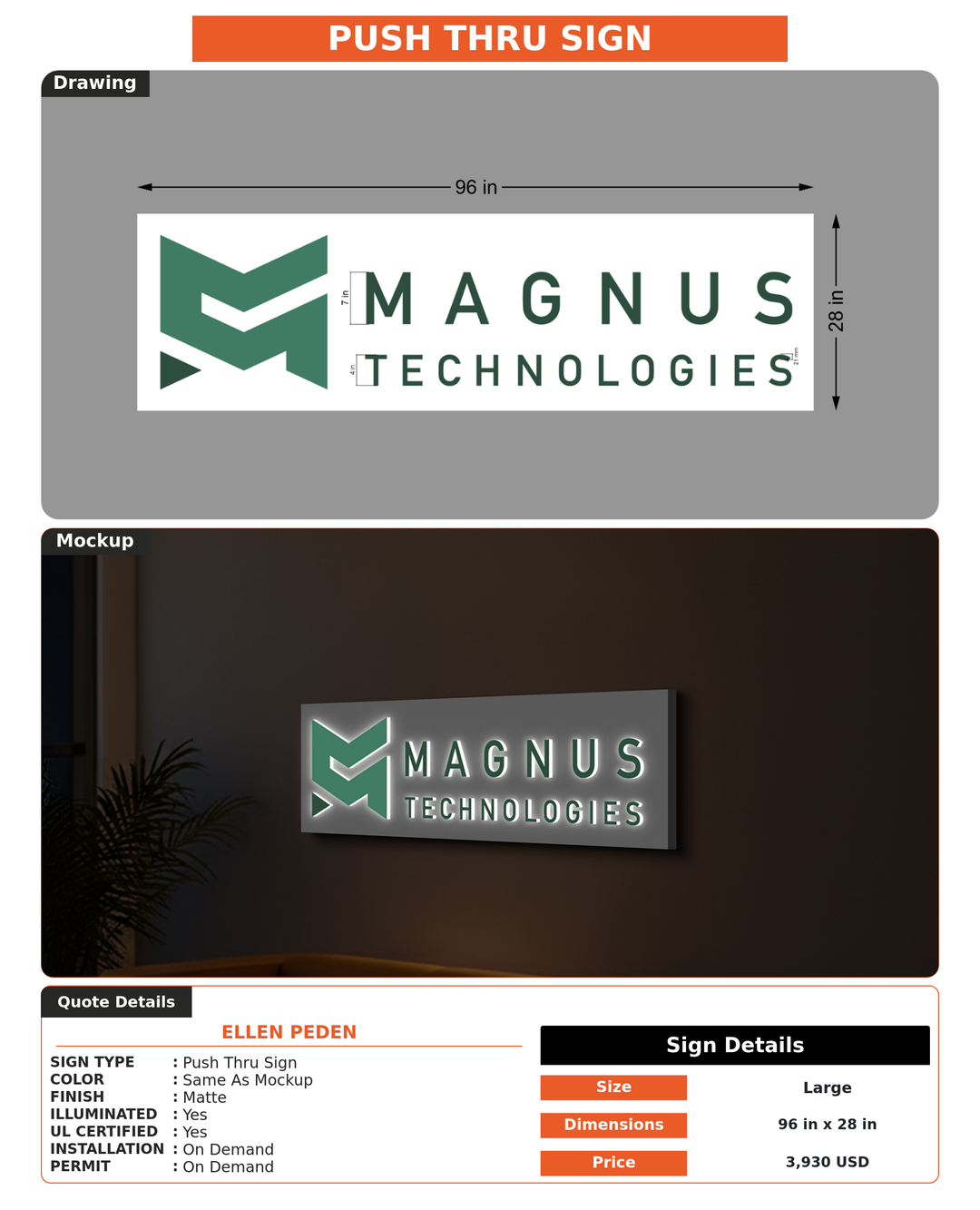 CUSTOM MOCKUP SIGN FOR Ellen Peden