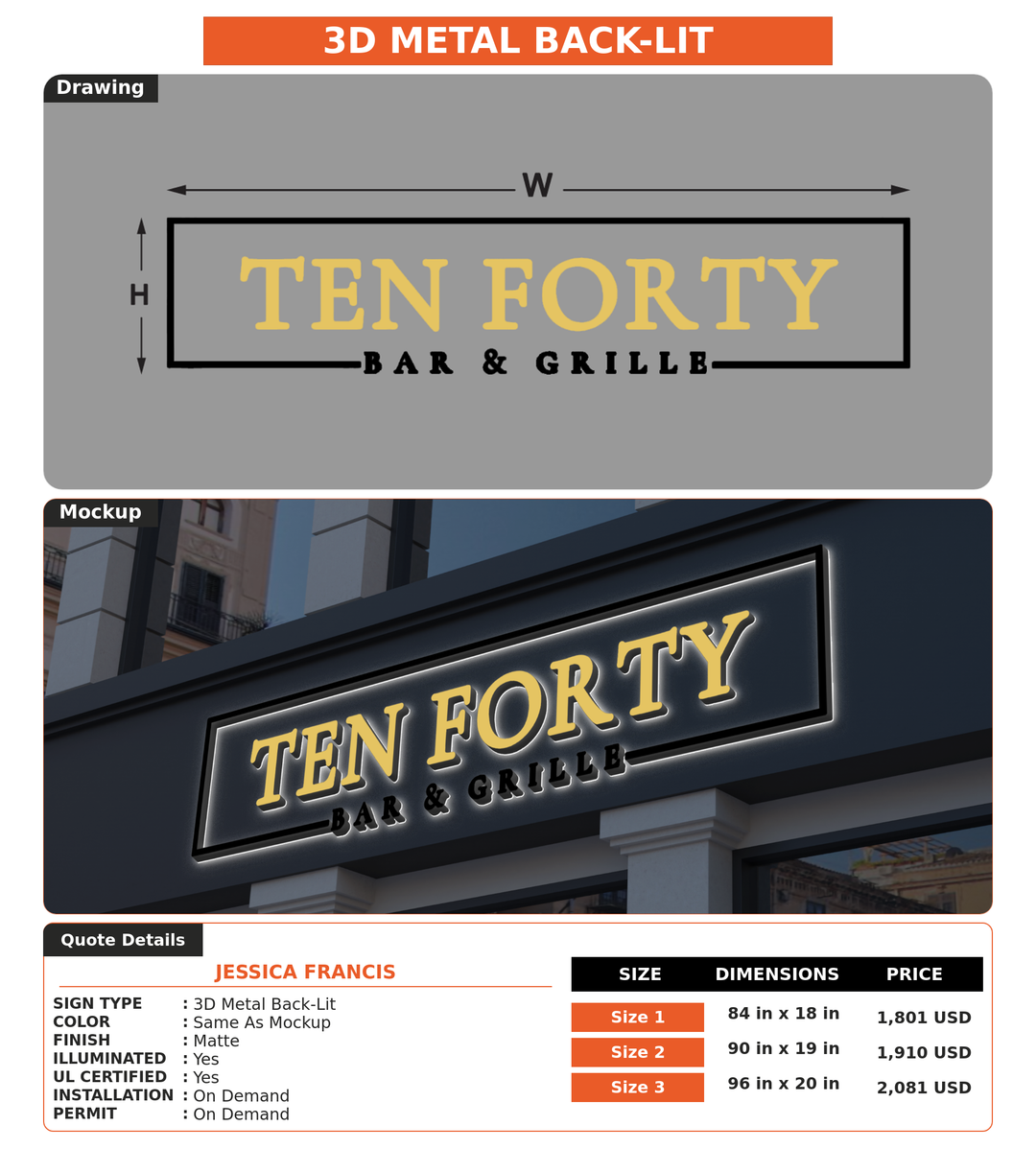 CUSTOM MOCKUP SIGN FOR Jessica Francis