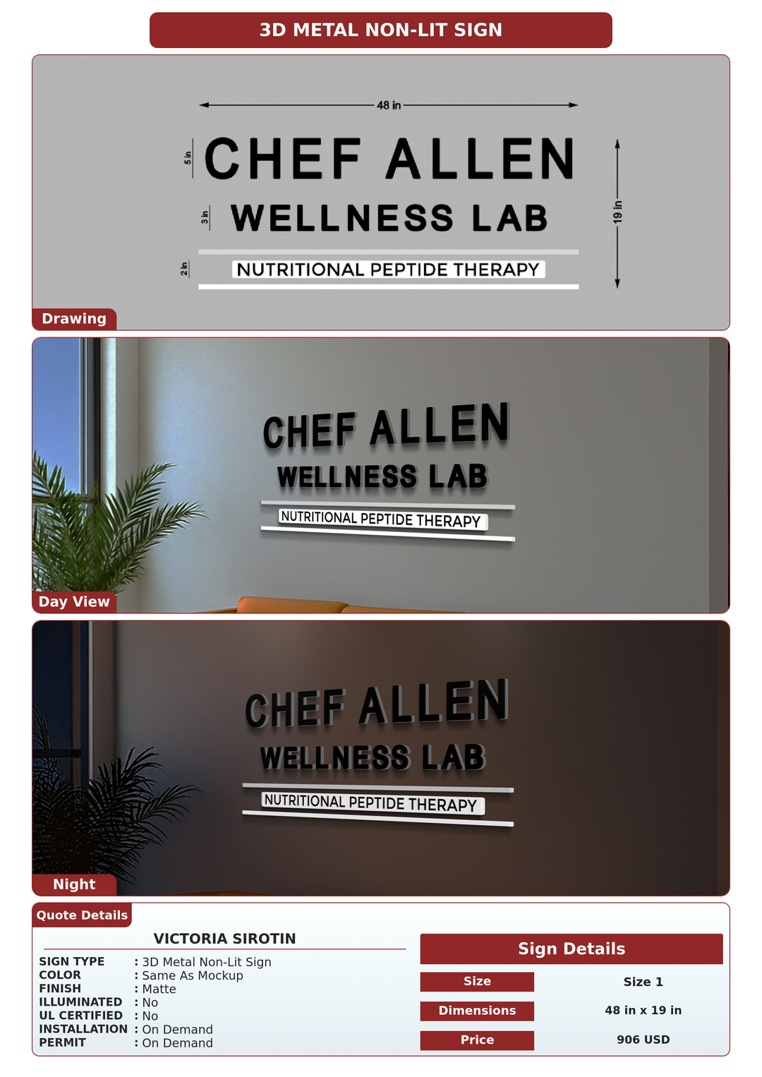 CUSTOM MOCKUP SIGN FOR Victoria Sirotin