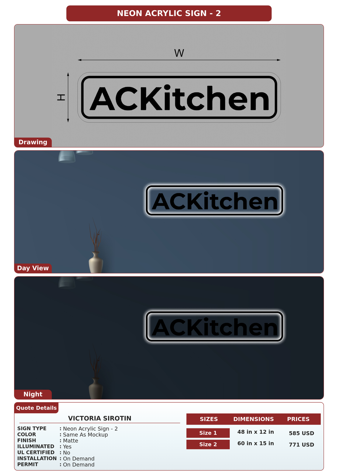 CUSTOM MOCKUP SIGN FOR Victoria Sirotin