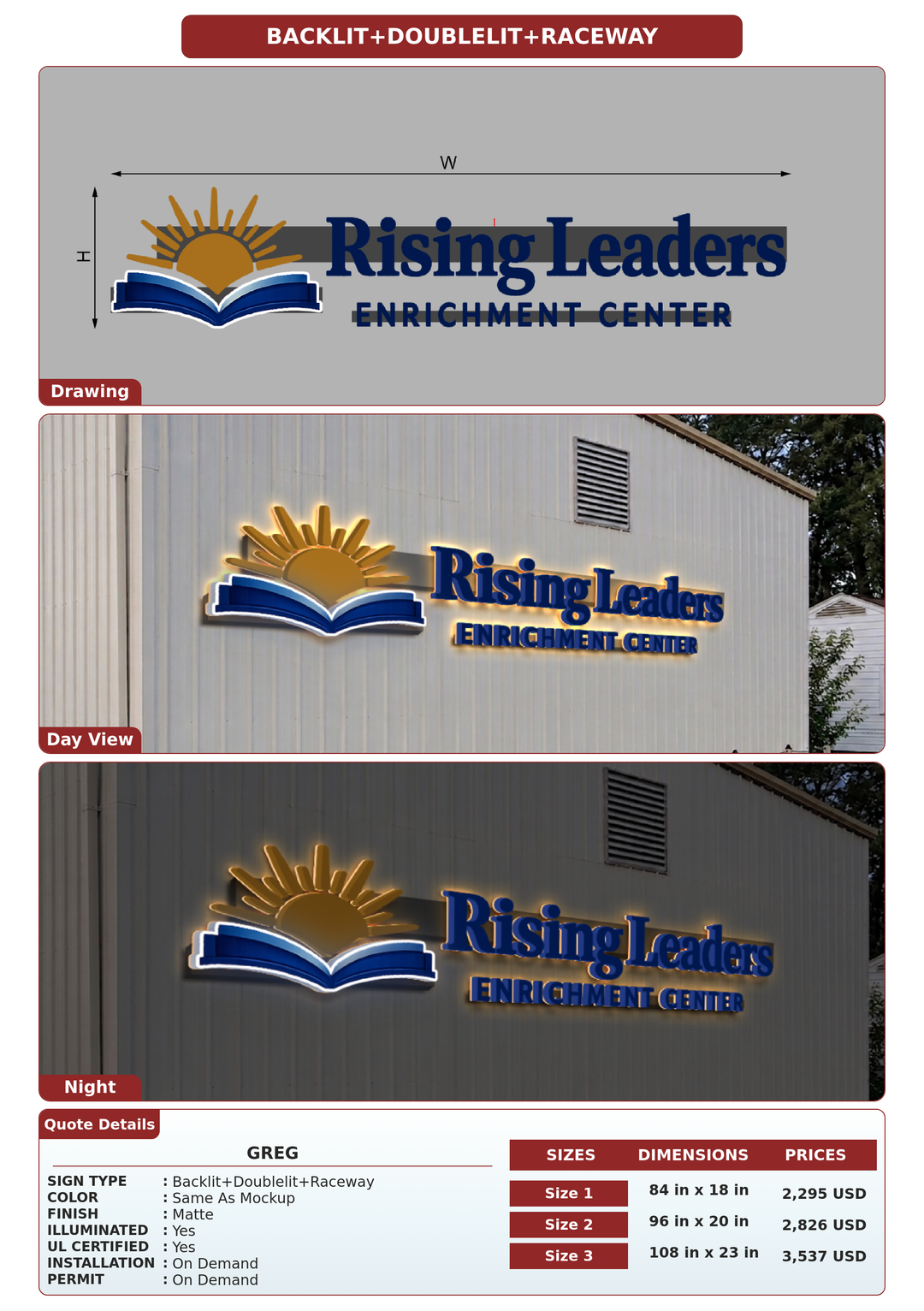 CUSTOM MOCKUP SIGN FOR Greg