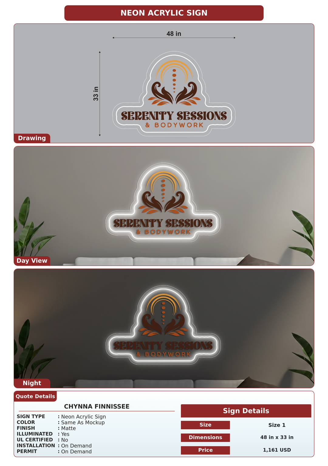 CUSTOM MOCKUP SIGN FOR Chynna Finnissee