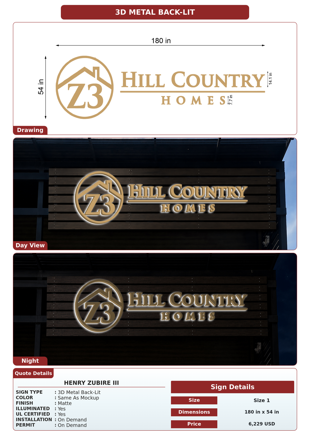 CUSTOM MOCKUP SIGN FOR Henry Zubire III