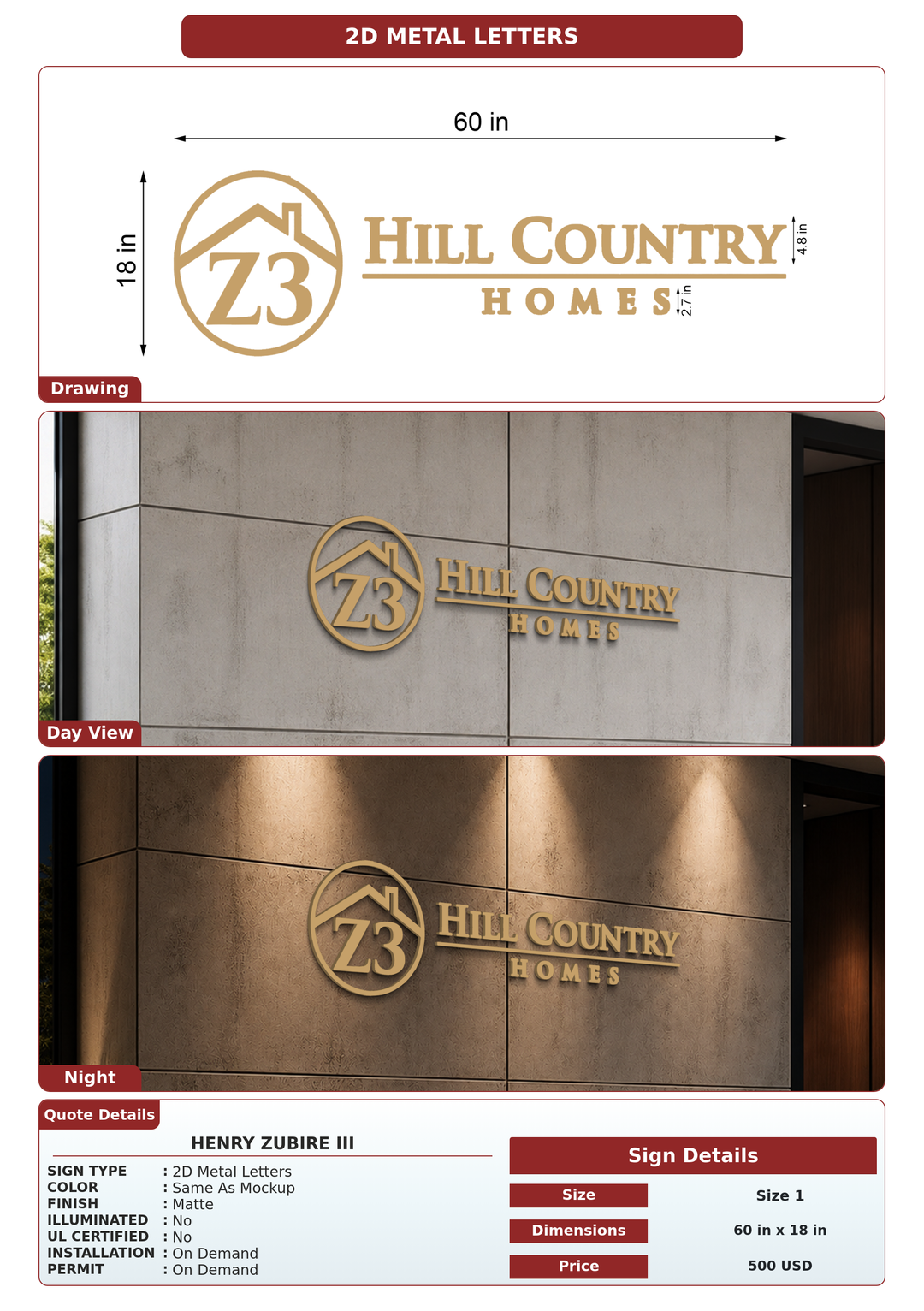 CUSTOM MOCKUP SIGN FOR Henry Zubire III