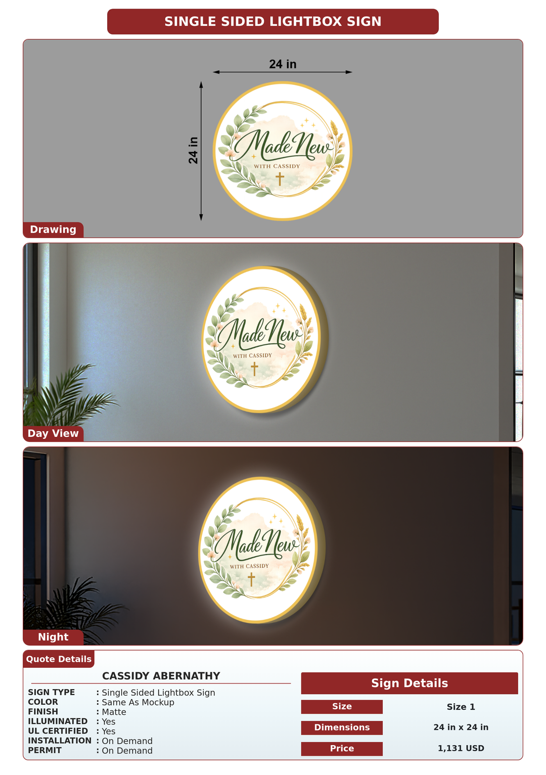 CUSTOM MOCKUP SIGN FOR Cassidy Abernathy