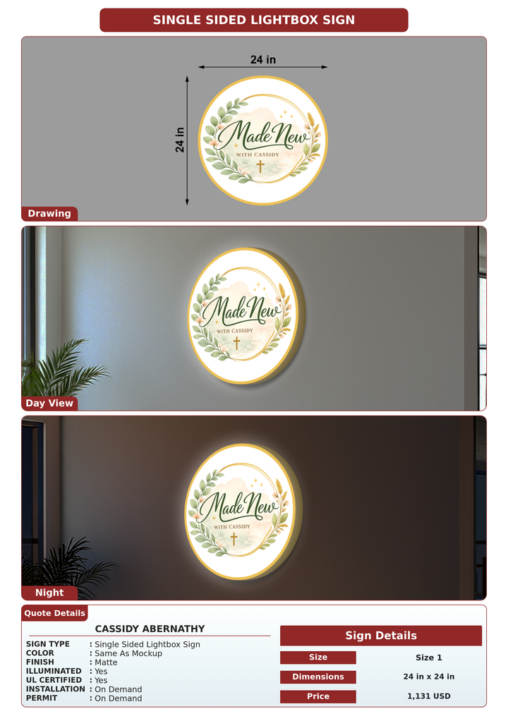 CUSTOM MOCKUP SIGN FOR Cassidy Abernathy
