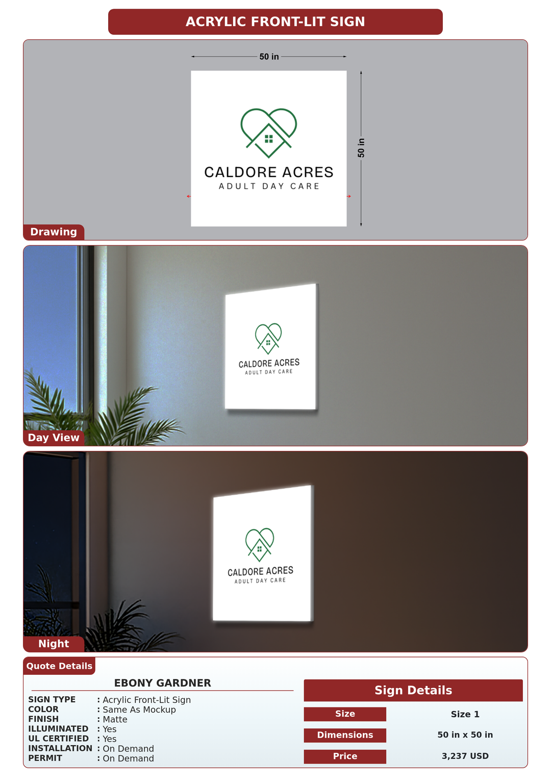 CUSTOM MOCKUP SIGN FOR Ebony Gardner