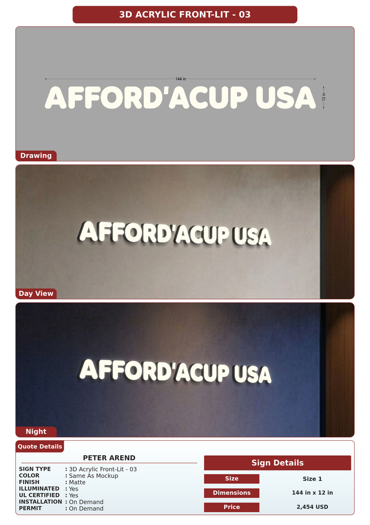 CUSTOM MOCKUP SIGN FOR Peter Arend