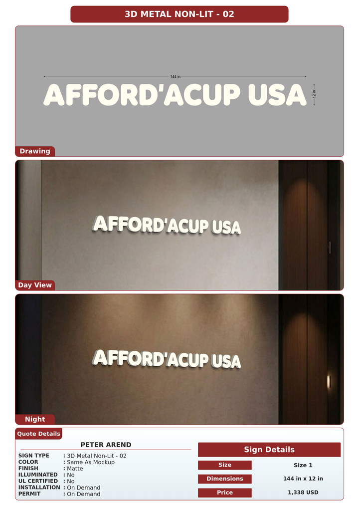 CUSTOM MOCKUP SIGN FOR Peter Arend